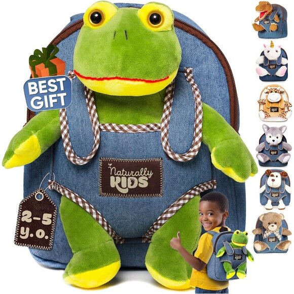 🆕 Boy Grey Frog Plush Toys Kids 3-5 Toddler Stuffed Animal Gifts Backpack - Picture 1 of 9